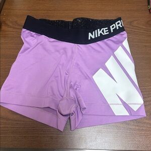 Nike Pro Lavender Shorts with Black Waistband